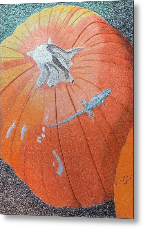 Pumpkin Metal Print featuring the drawing Waiting on Cinderella by Colette Lee