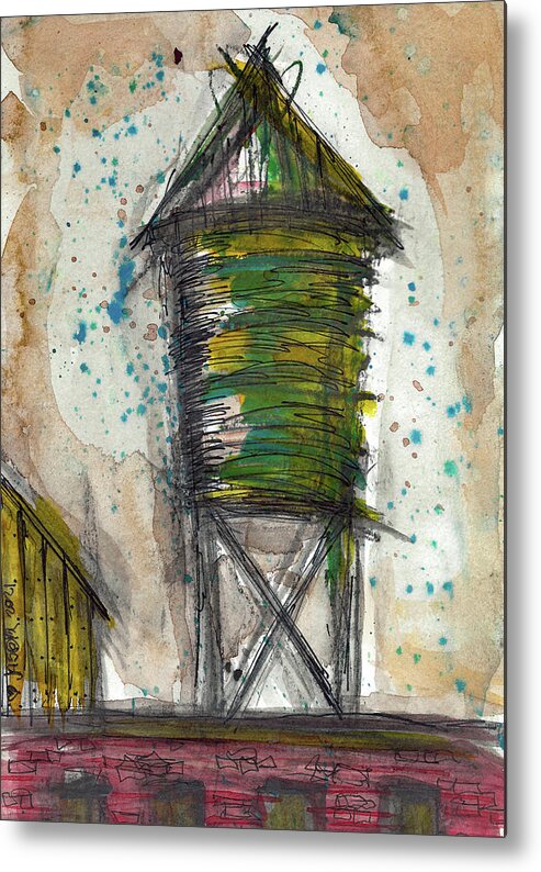Water Tower Metal Print featuring the mixed media Water Tower 1 by Jason Nicholas