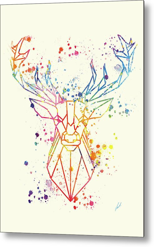 Watercolor Metal Print featuring the painting Watercolor Deer by Vart by Vart