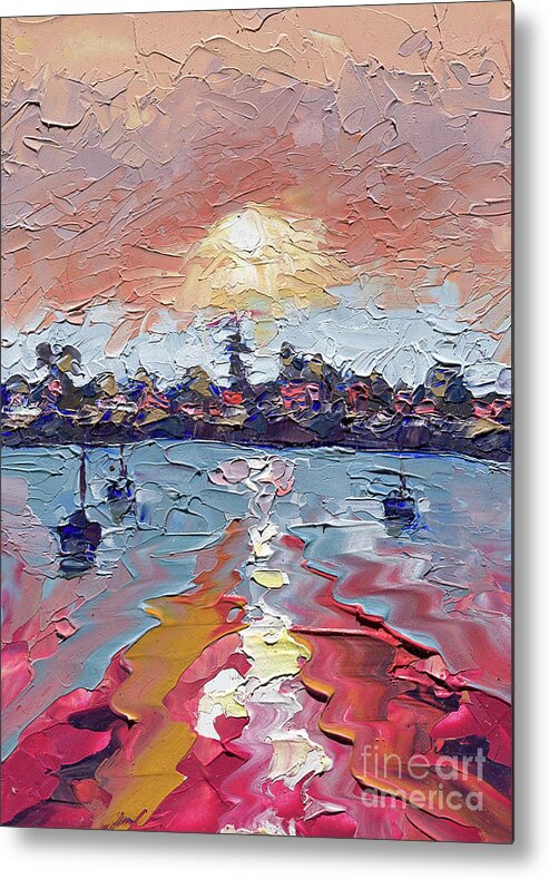 Impressionist Metal Print featuring the painting West Cliff Sunset, 2020 by PJ Kirk