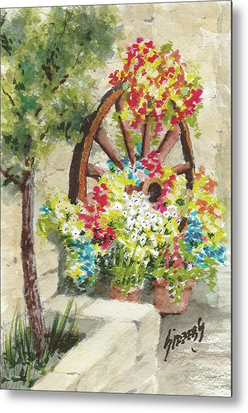 Flowers Metal Print featuring the painting Wheel Of Flowers by Sam Sidders