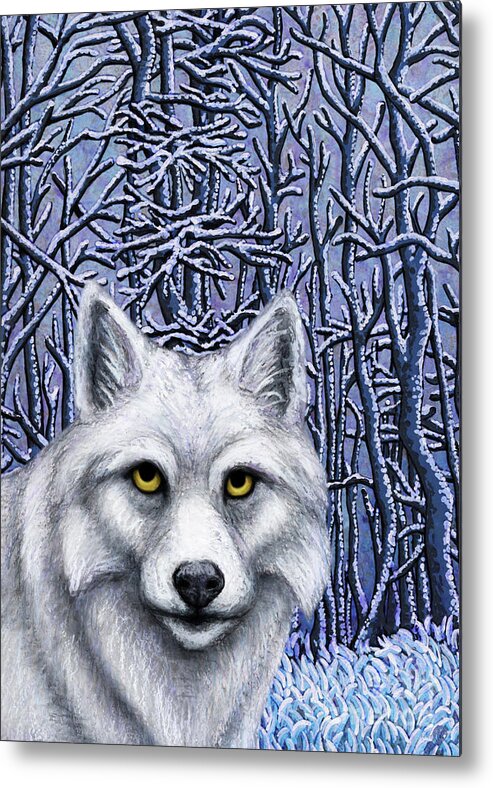 Wolf Metal Print featuring the painting Winter Wonderland Wolf by Amy E Fraser