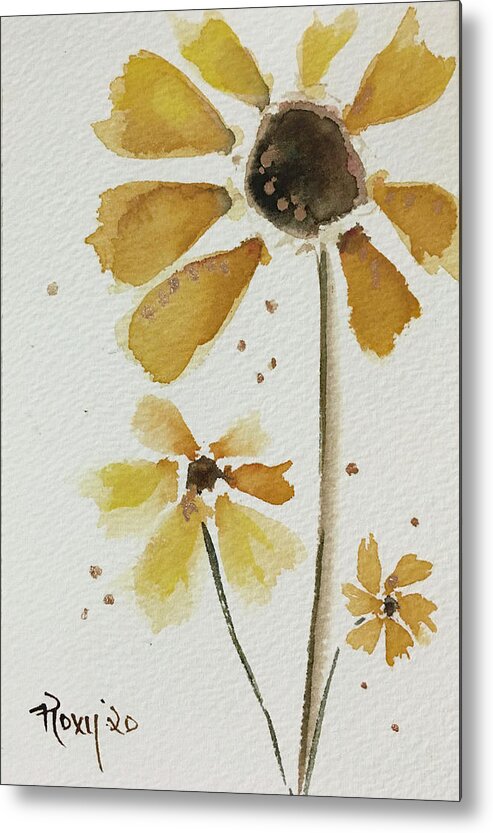 Sunflower Metal Print featuring the painting Wispy Funflower by Roxy Rich