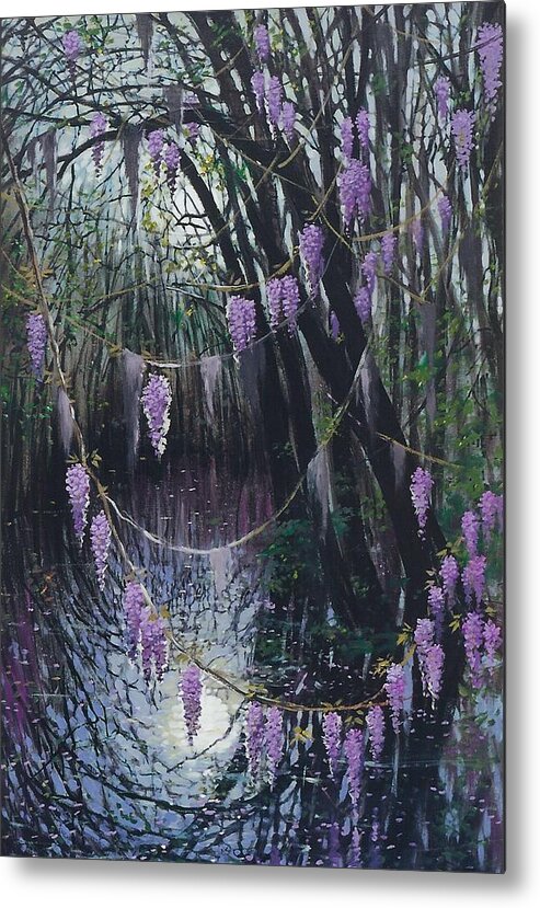 Wisteria Metal Print featuring the painting Wisteria by Blue Sky