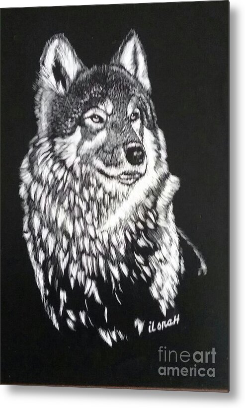 Wolf Metal Print featuring the painting Wolf by Ilona Halderman