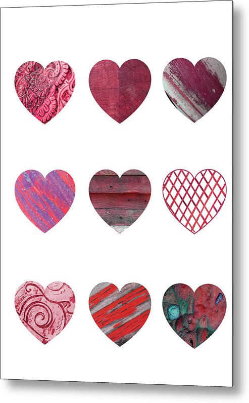 Heart Metal Print featuring the mixed media Wooden Hearts by Moira Law