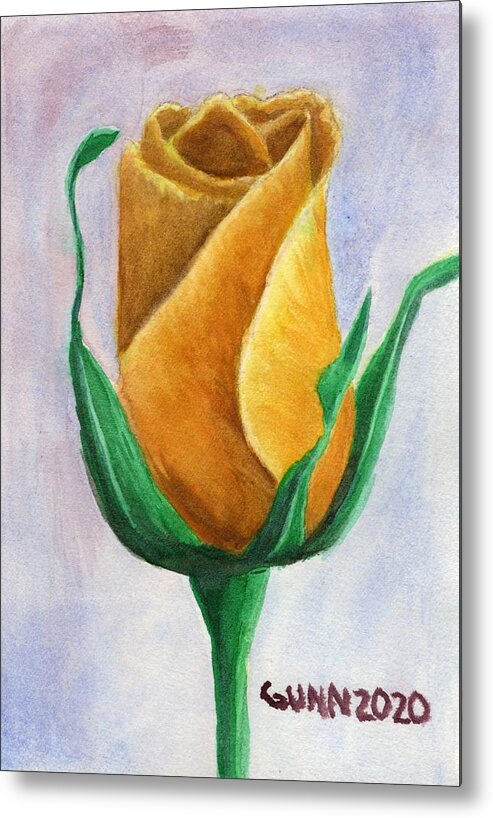 Rose Metal Print featuring the painting Yellow Rose by Katrina Gunn