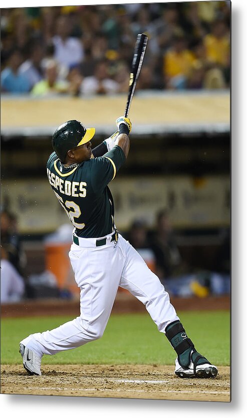 Yoenis Cespedes Metal Print featuring the photograph Yoenis Cespedes and John Jaso by Thearon W. Henderson