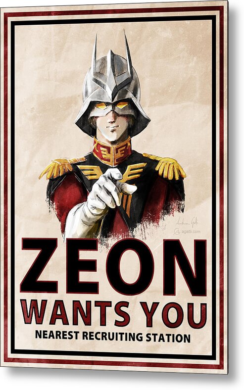Sci-fi Metal Print featuring the digital art Zeon Wants You Char by Andrea Gatti