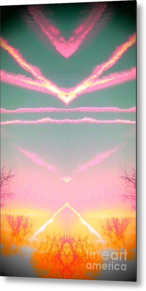 Contrails Metal Print featuring the photograph Heavenly Chemtrails by Karen Newell