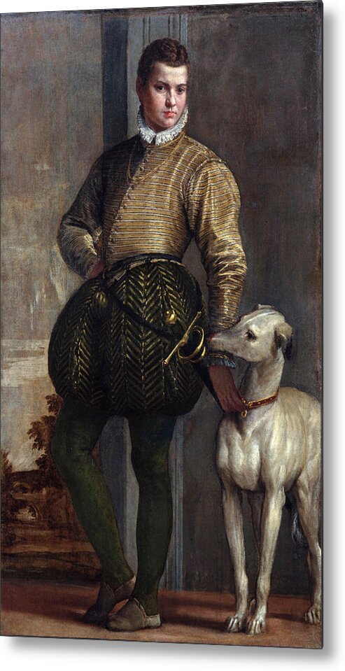Paolo Veronese Metal Print featuring the painting Boy with a Greyhound by Paolo Veronese