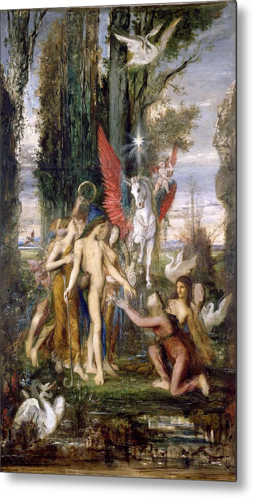 Gustave Moreau Metal Print featuring the painting Hesiod and the Muses #2 by Gustave Moreau