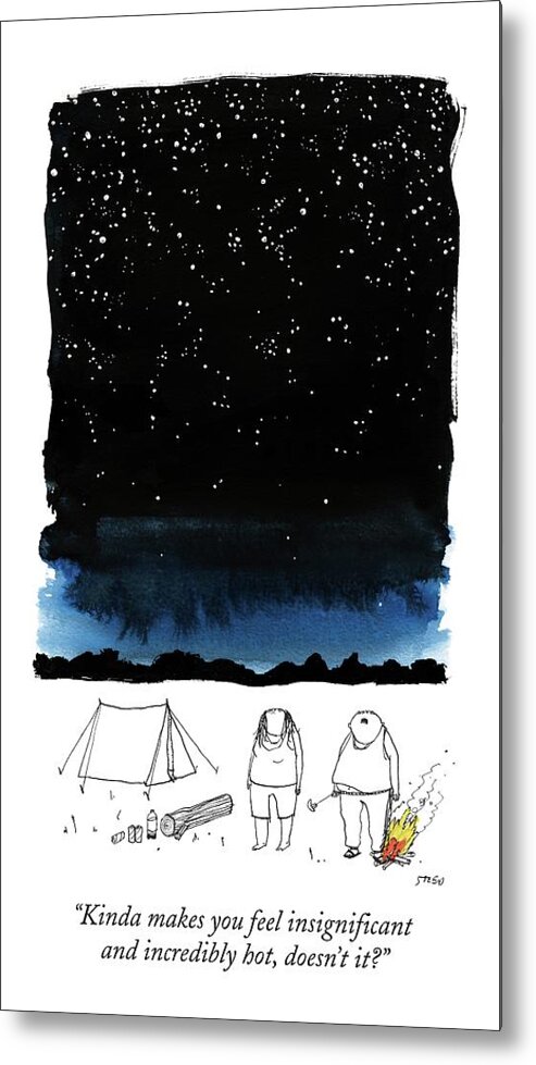 Stars Metal Print featuring the drawing A Man Looks Up At The Night Sky by Edward Steed