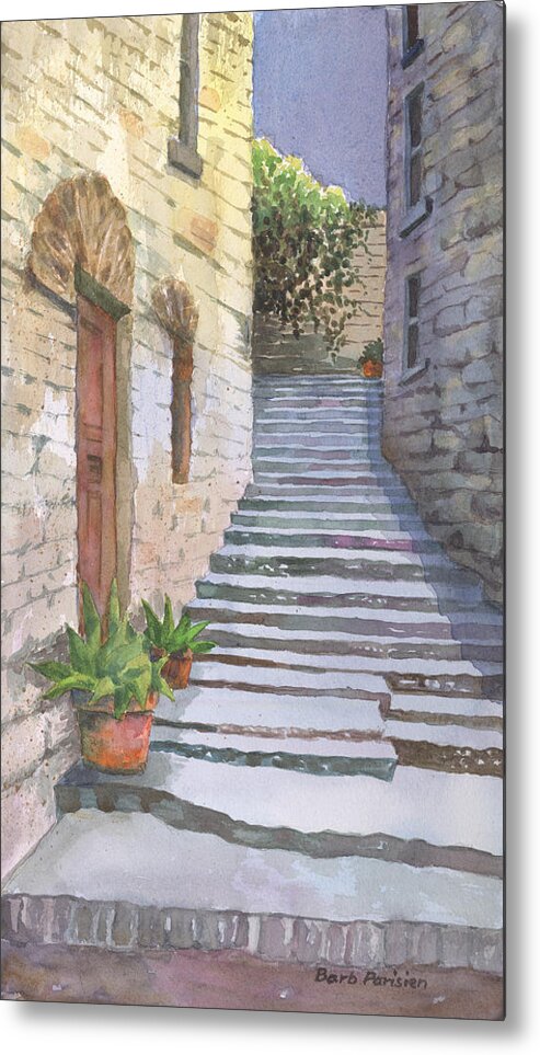 Assisi Metal Print featuring the painting Assisi Steps by Barbara Parisien