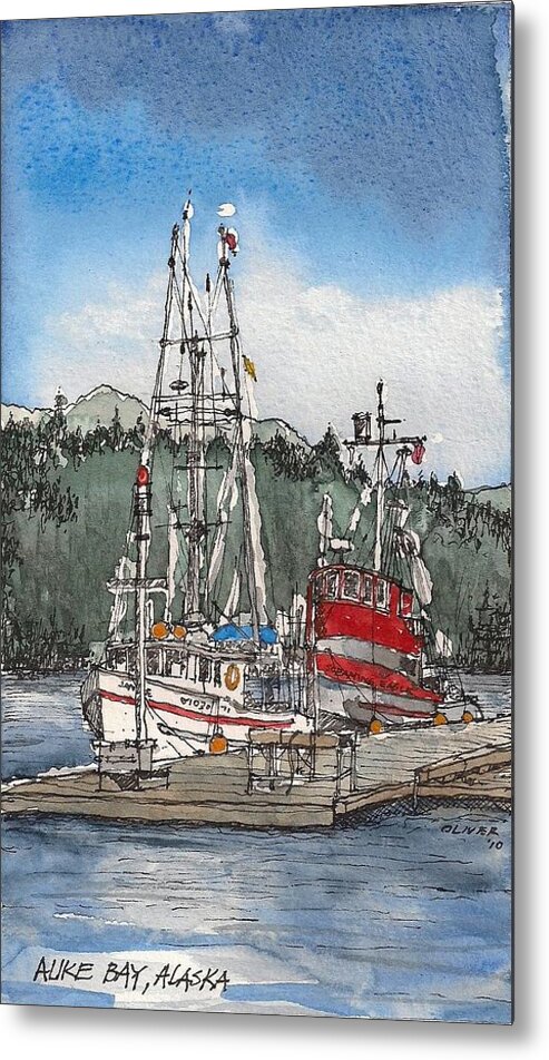 Auke Bay Metal Print featuring the mixed media Auke Bay by Tim Oliver