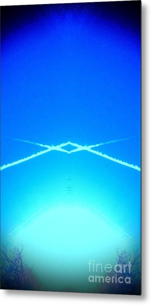 Contrails Metal Print featuring the photograph Chemtrail Pyramid by Karen Newell