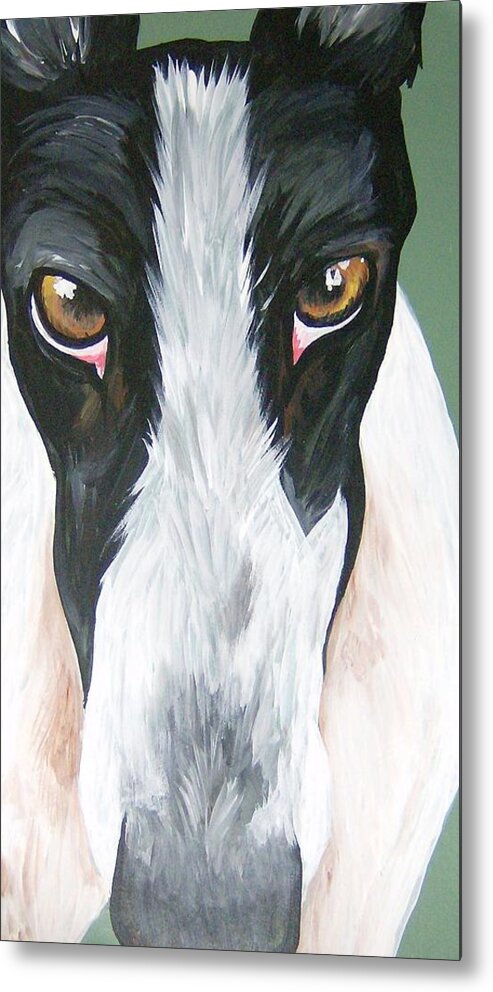 Greyhounds Metal Print featuring the painting Greyhound Eyes by Leslie Manley