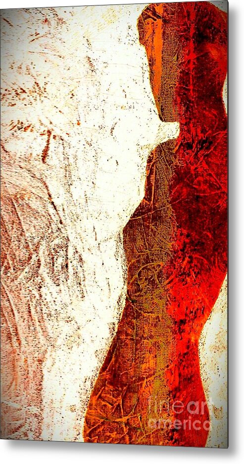 Woman Metal Print featuring the painting Her Red Silhouette by Jacqueline McReynolds