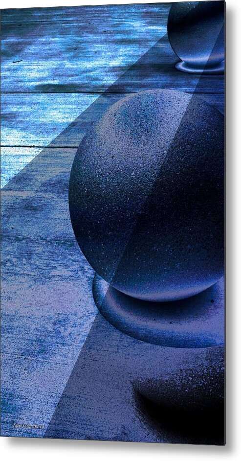 Abstract-blue-circles Metal Print featuring the photograph I got the blues. by Steve Godleski