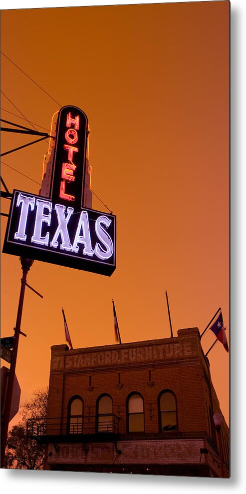 Photography Metal Print featuring the photograph Low Angle View Of A Neon Sign by Panoramic Images