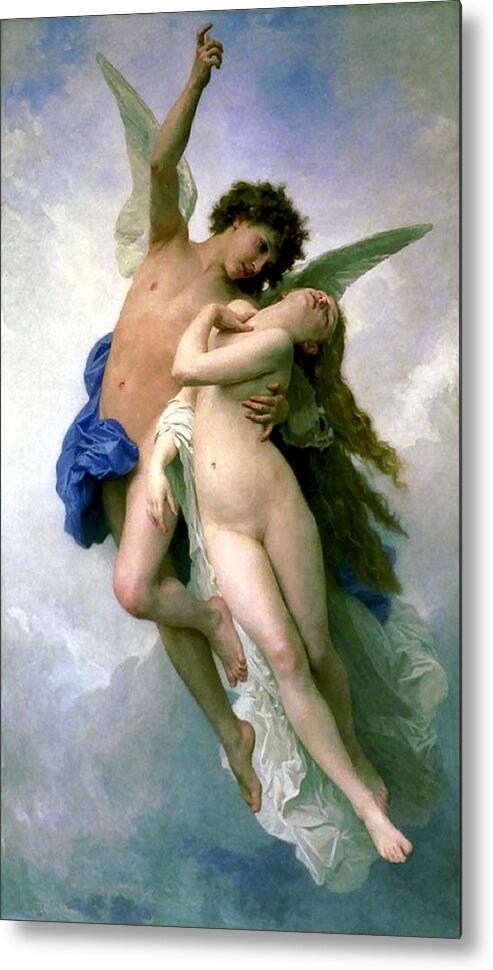 William Adolphe Bourguereau Metal Print featuring the painting Psyche et LAmour by William Adolphe Bouguereau