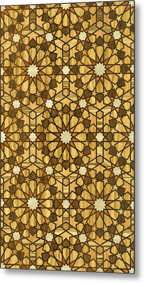 Illustrator Metal Print featuring the digital art Qarawiyyin Mosque Geometric Pattern 1 Wood by Hakon Soreide