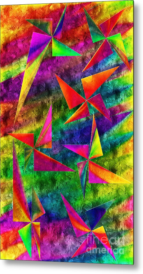 Abstract Metal Print featuring the digital art Rainbow Bliss - Pin Wheels - Painterly - Abstract - V by Andee Design