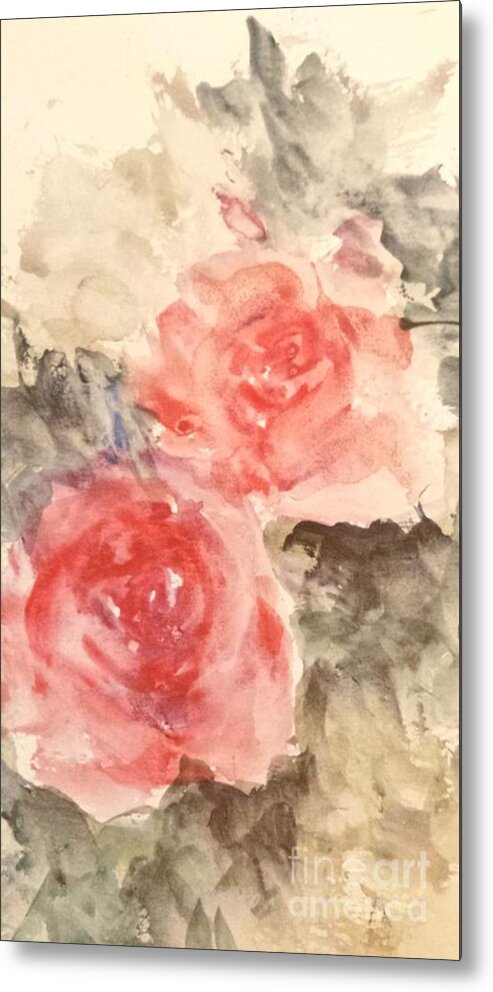 Vintage Metal Print featuring the painting Roses -Vintage Style by Trilby Cole