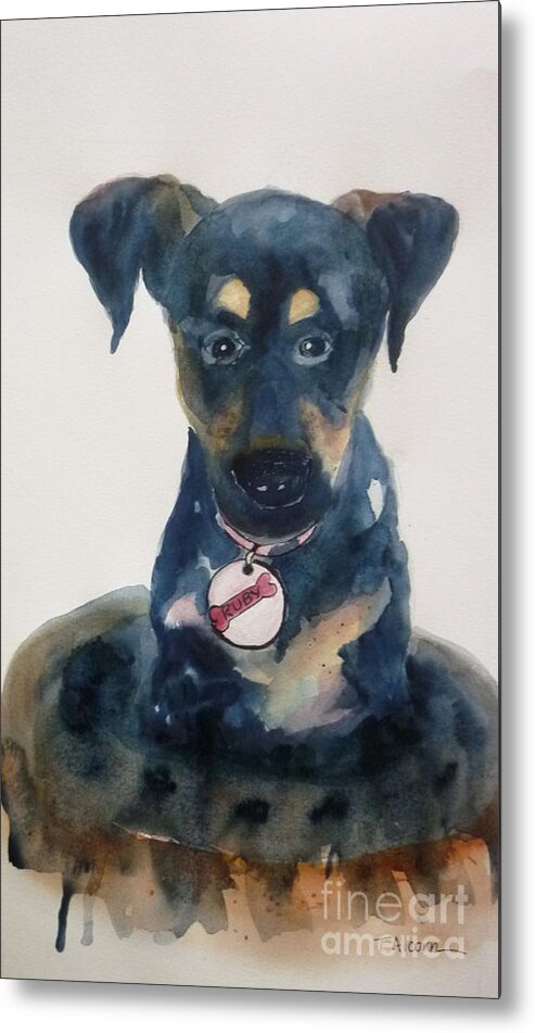 Pup Metal Print featuring the painting Ruby - original SOLD by Therese Alcorn