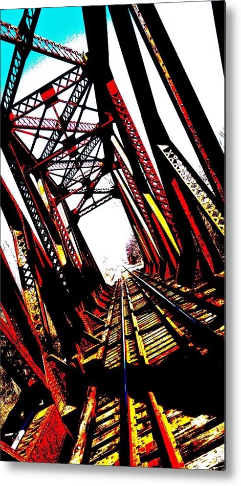  Metal Print featuring the photograph RxR Bridge polarized by Daniel Thompson