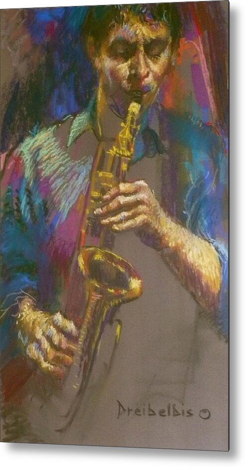 Sax Metal Print featuring the painting Sizzling Sax by Ellen Dreibelbis