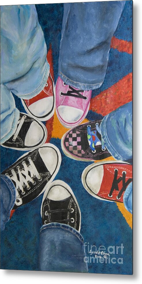 Acrylic Painting Metal Print featuring the painting Teens in Converse Tennies by Lynda Coon