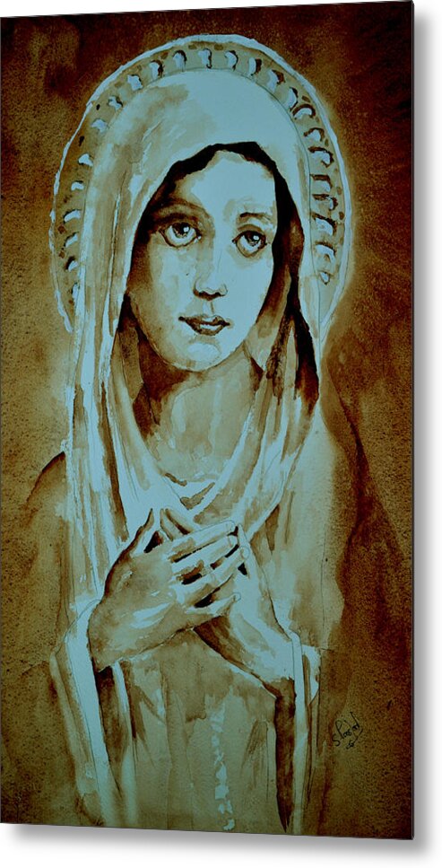 Religion Metal Print featuring the painting Virgin Mary by Steven Ponsford