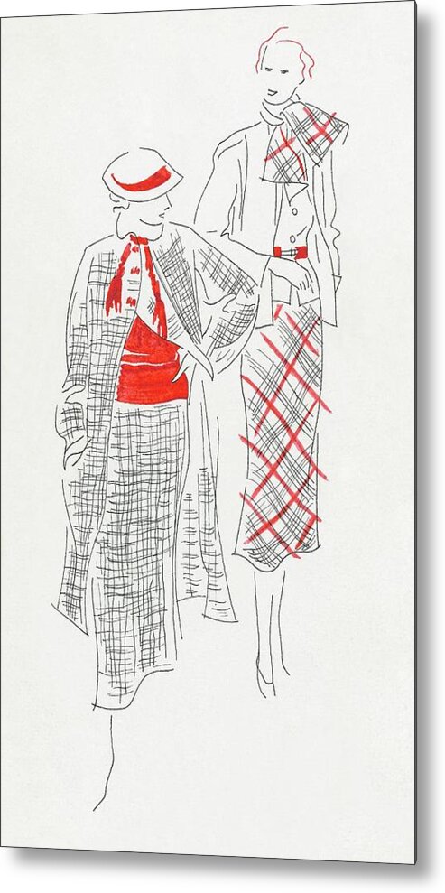 Accessories Metal Print featuring the digital art Women Wearing Tweed And Plaid by William Bolin