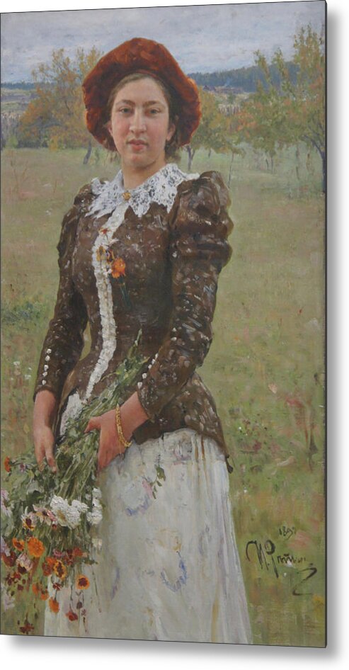 Ilya Repin Metal Print featuring the painting Autumn Bouquet by Ilya Repin