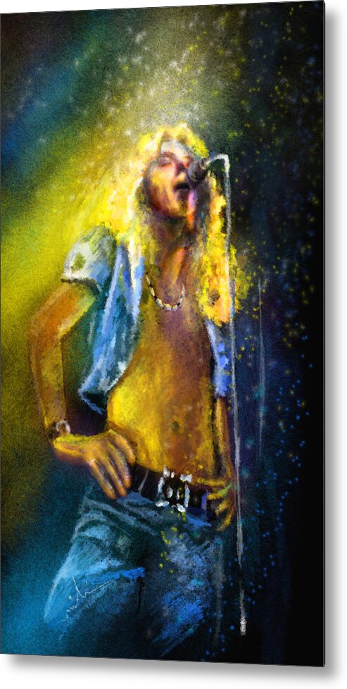 Music Metal Print featuring the painting Robert Plant 01 #1 by Miki De Goodaboom