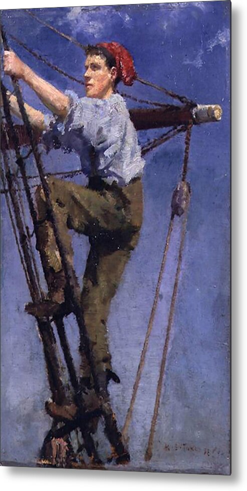 Going Metal Print featuring the painting Going Aloft #2 by Henry Scott Tuke