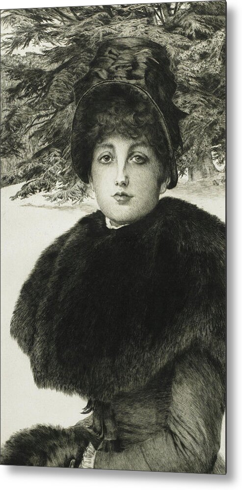 Tissot Metal Print featuring the drawing A Winter's Walk by James Jacques Joseph Tissot