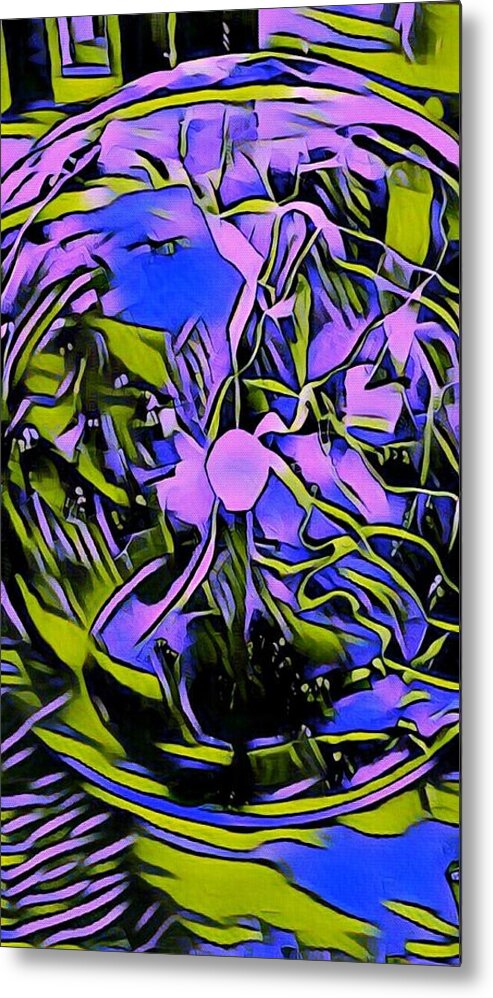 Plasma Ball Metal Print featuring the mixed media Abstract Plasma Ball by Ally White