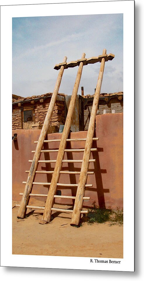 Native Americans Metal Print featuring the photograph Acoma Ladder by R Thomas Berner