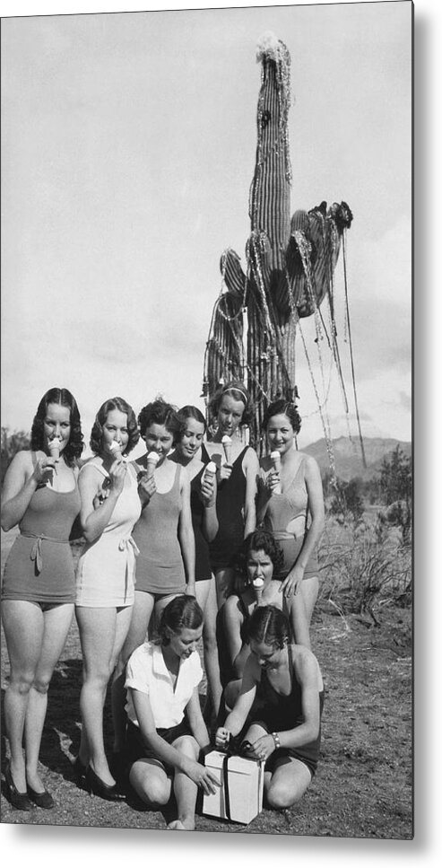 1930s Metal Print featuring the photograph Arizona Desert Christmas Scene by Underwood Archives