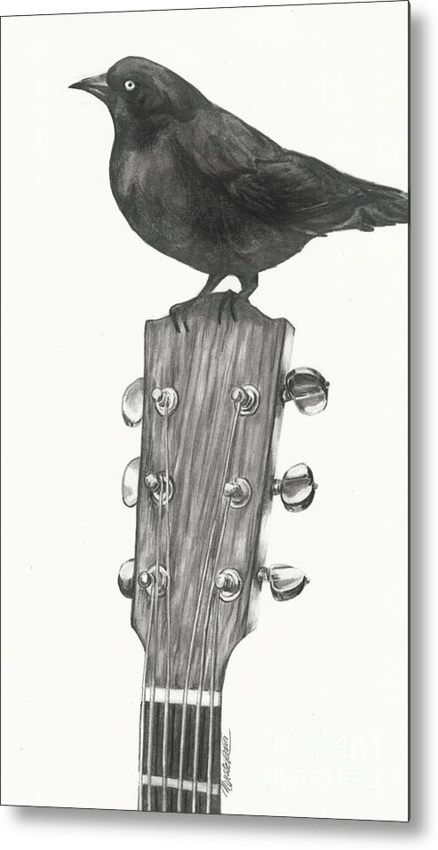 Blackbird Metal Print featuring the drawing Blackbird solo by Meagan Visser