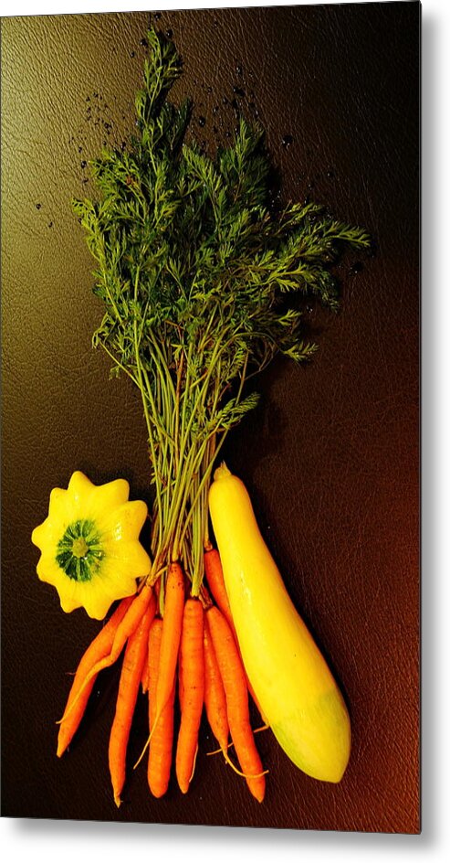 Vegetables Metal Print featuring the photograph Carrots and Squash by Allen Nice-Webb