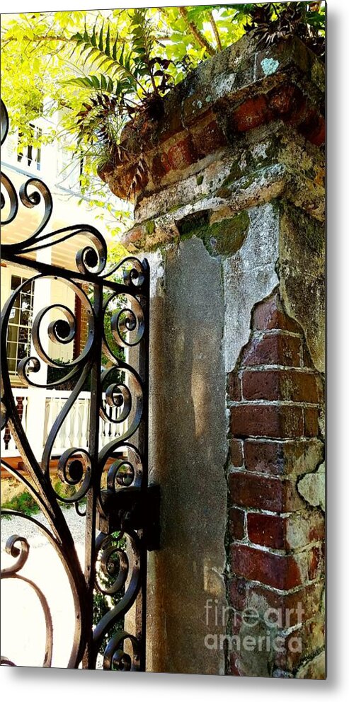 Wrought Iron Metal Print featuring the photograph Charleston Gate by Amy Regenbogen