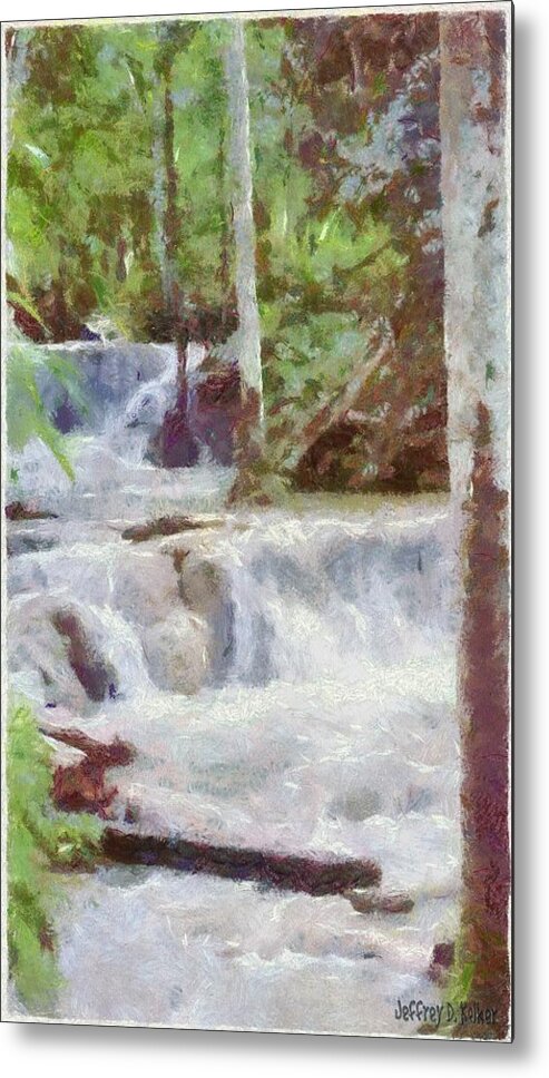 Dunn River Metal Print featuring the painting Dunn River Falls by Jeffrey Kolker