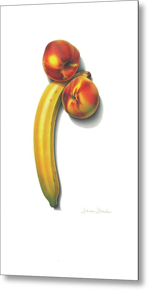 Banana Metal Print featuring the drawing Eve's Favorite Fruit by Donna Basile