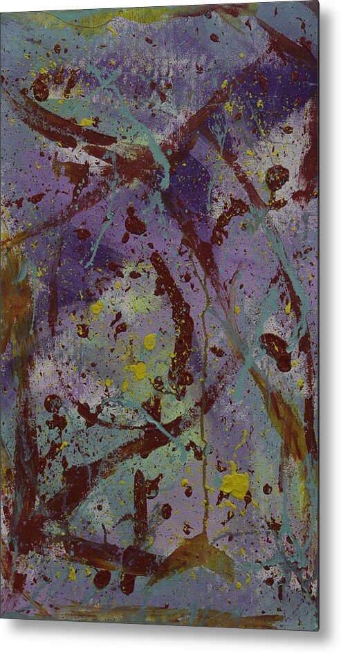 Abstract Metal Print featuring the painting Kiwi Fruit Cutie by Julius Hannah