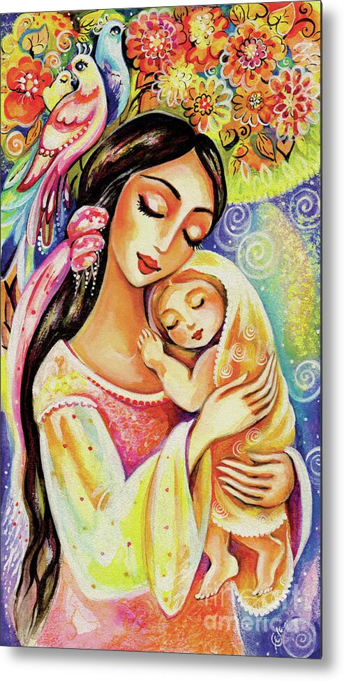 Mother And Child Metal Print featuring the painting Little Angel Dreaming by Eva Campbell