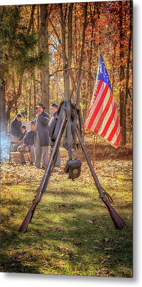 Civil War Metal Print featuring the photograph Musket Stand by Susan Rissi Tregoning