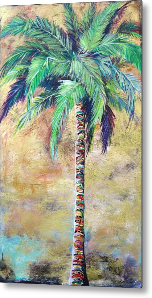 Gold Metal Print featuring the painting Mystic Palm by Kristen Abrahamson